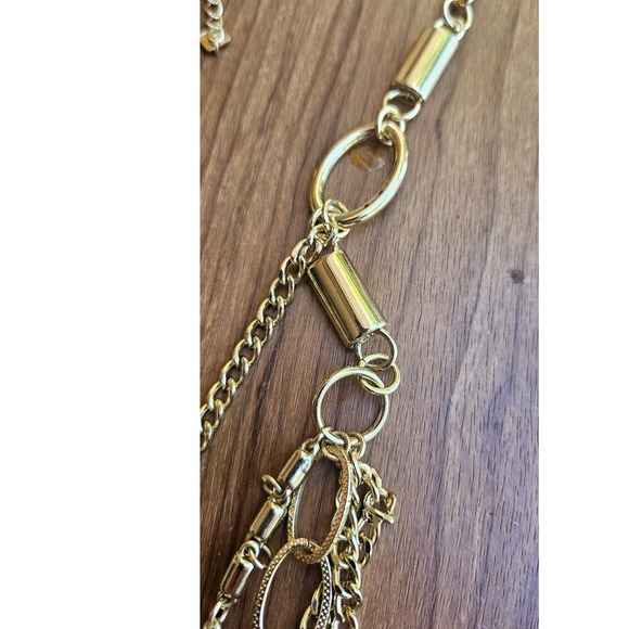 PL‎ Gold Multi Strand Layered Chain Necklace Women's Fashion Jewelry - Picture 4 of 7